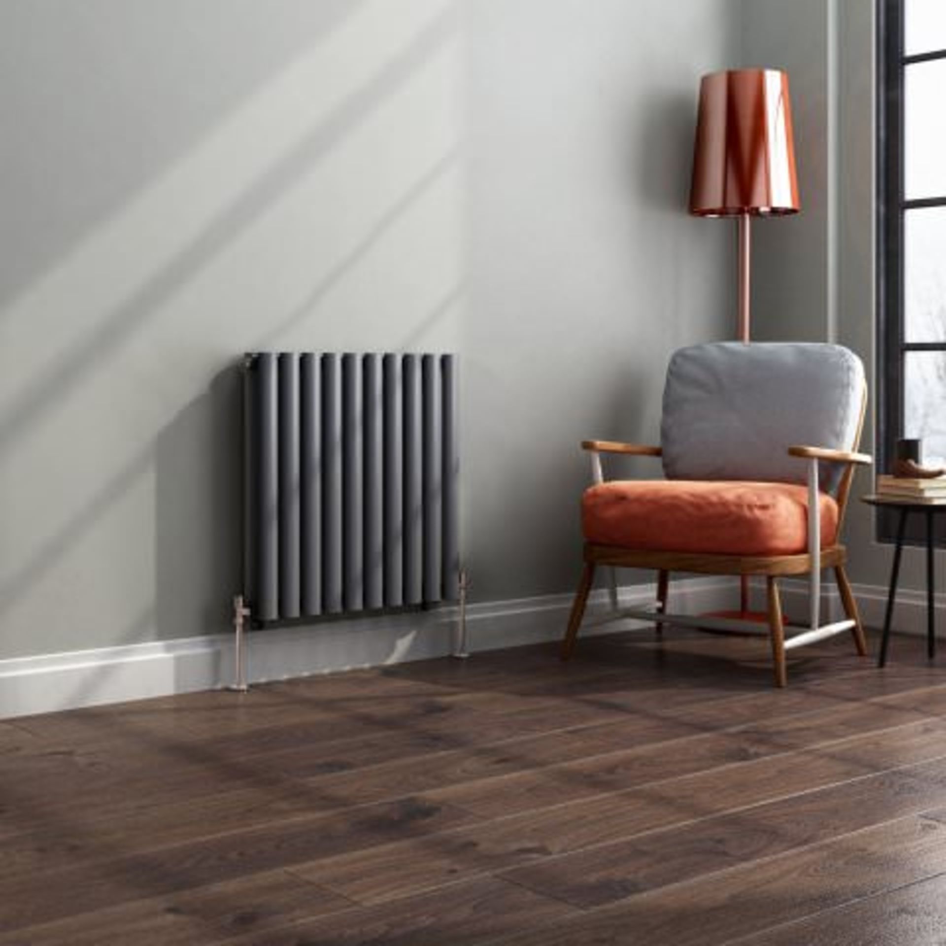 (A8) 600x600mm Anthracite Double Panel Oval Tube Horizontal Radiator - Huntington Finest. RRP £231. - Bild 3 aus 5