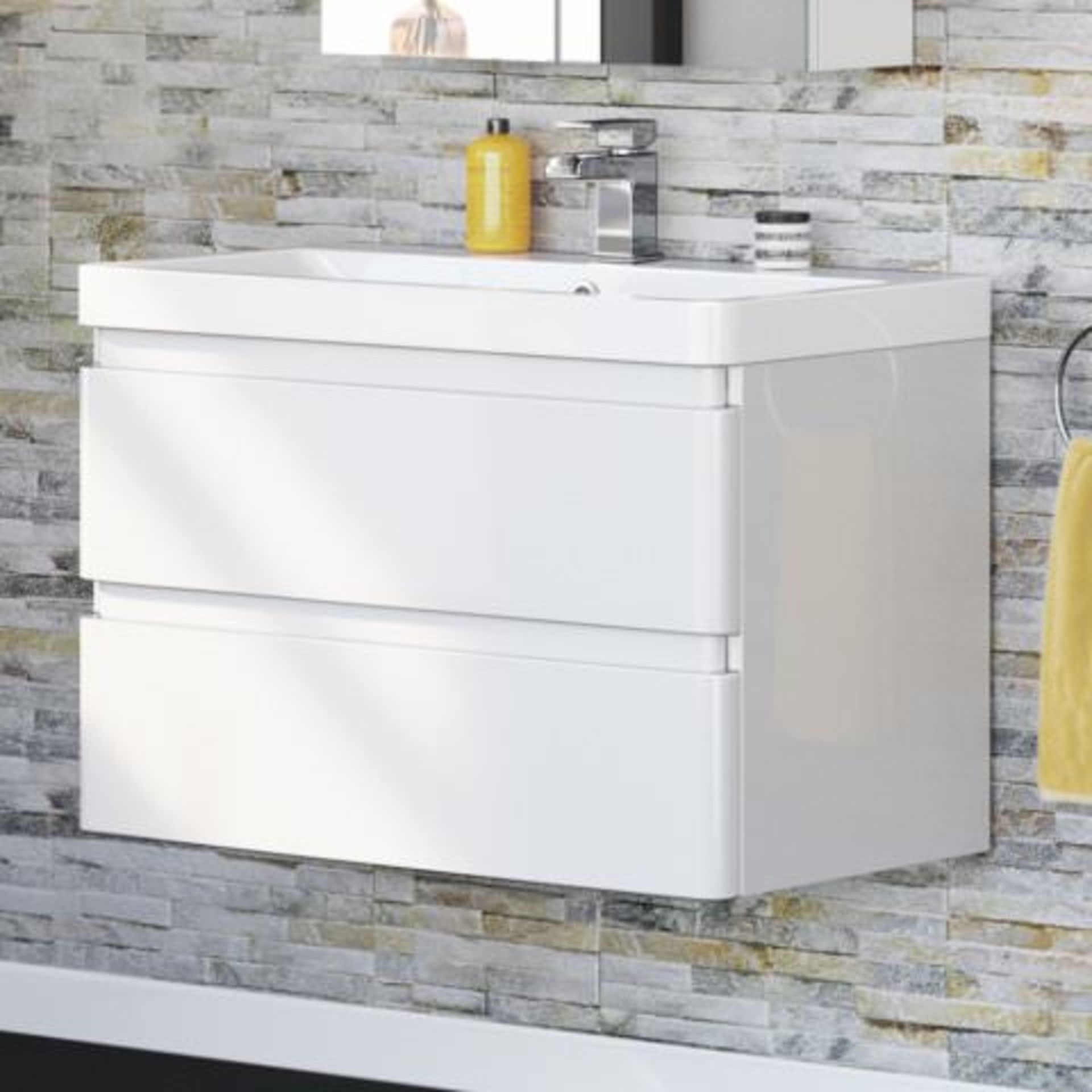 (A23) 800mm Denver II Gloss White Built In Basin Drawer Unit - Wall Hung. RRP £649.99. COMES