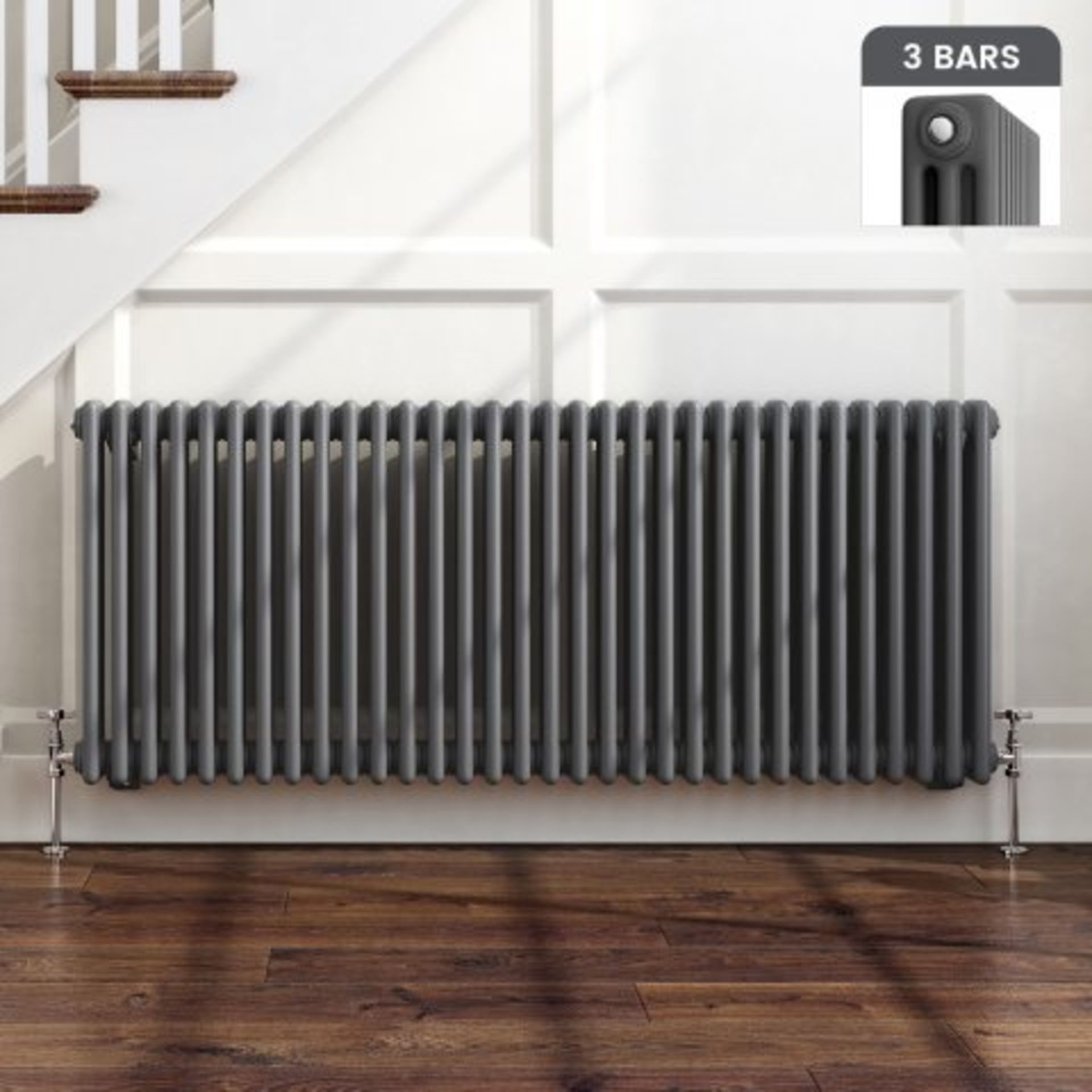 (A14) 600x1444mm Anthracite Triple Panel Horizontal Colosseum Radiator - Roma Premium. RRP £749.