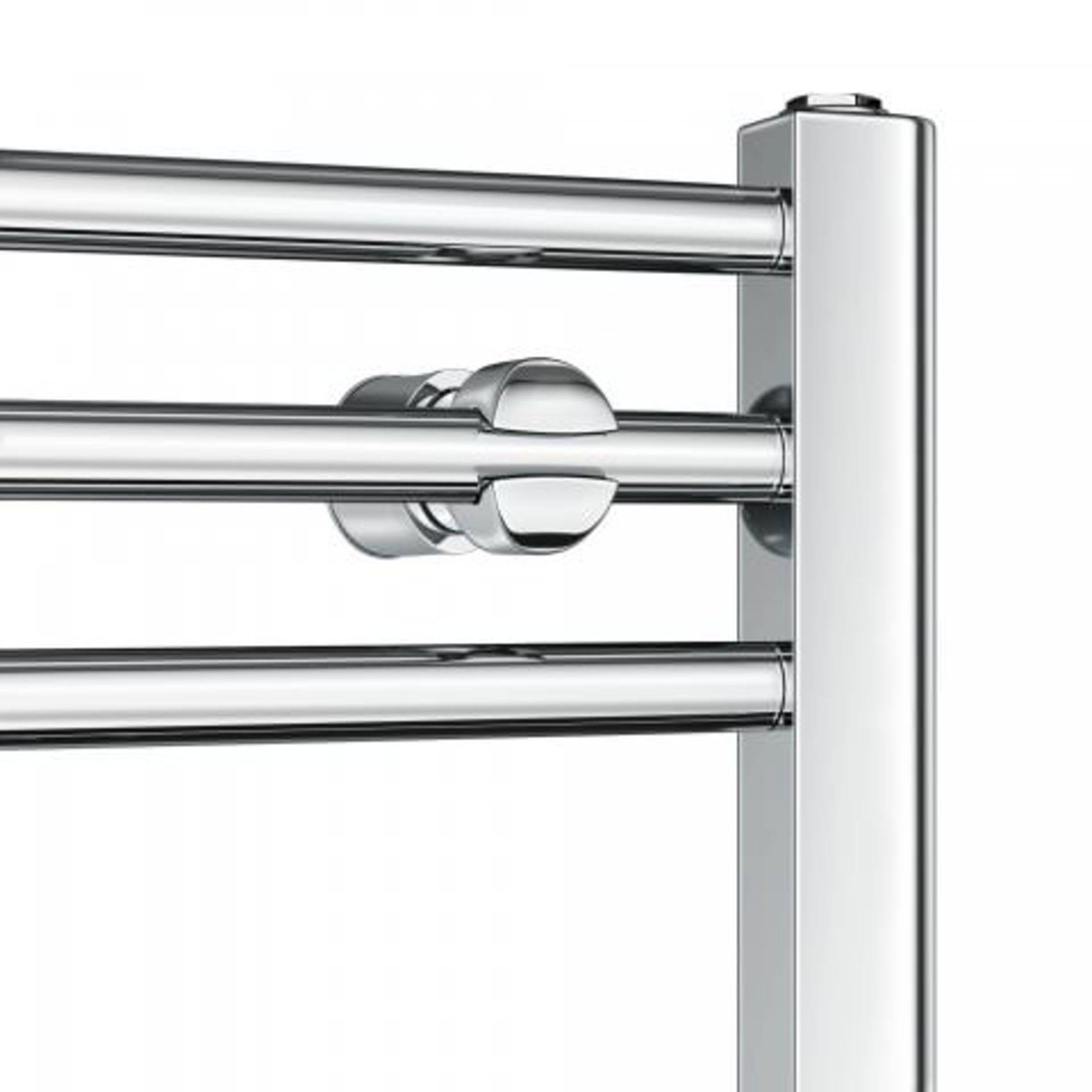 (A35) 1200x300mm - 20mm Tubes - Chrome Heated Straight Rail Ladder Towel Rail - Natasha Basic. - Image 2 of 4