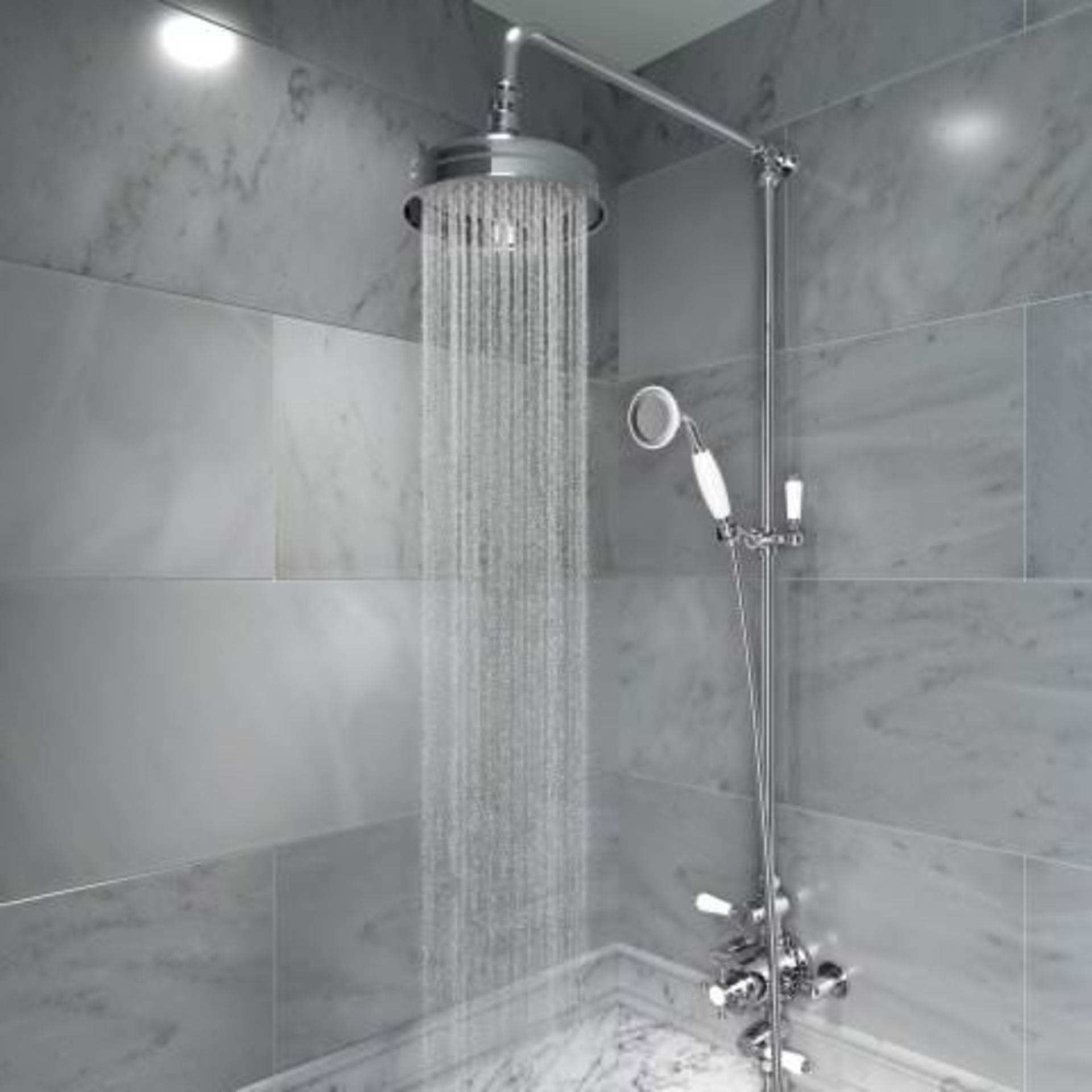 (A33) 200mm Finest Head Thermostatic Traditional Exposed Shower Kit & Handheld. RRP £599.99. We take