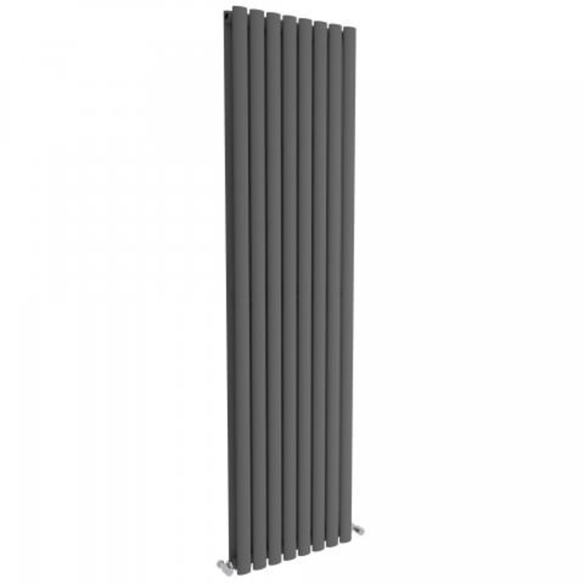 (A47) 1800x480mm Anthracite Double Oval Tube Vertical Radiator - Ember Premium. RRP £319.99. - Bild 3 aus 5