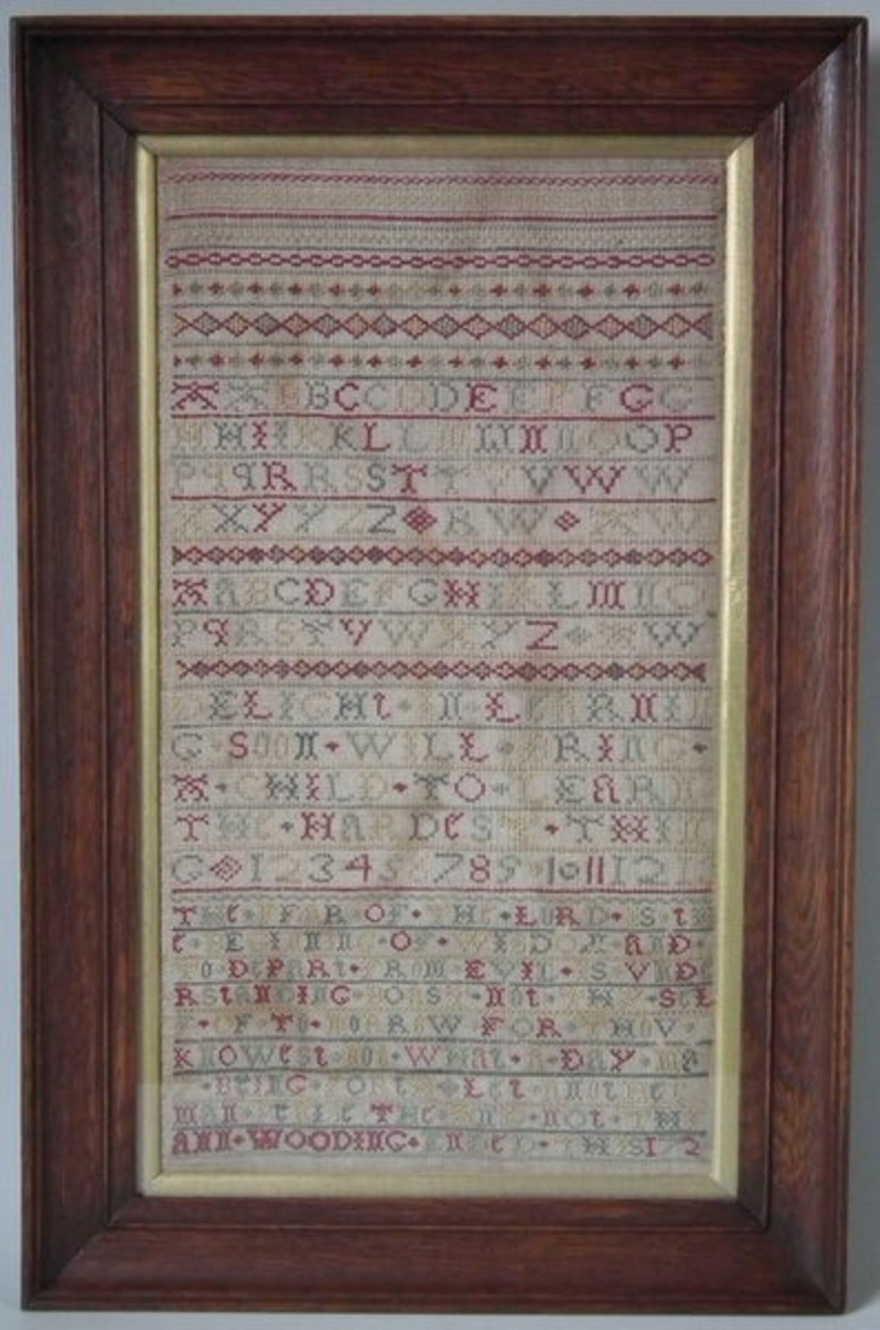 Needlework Band Sampler dated 1724 by Ann Wooding - FREE UK DELIVERY