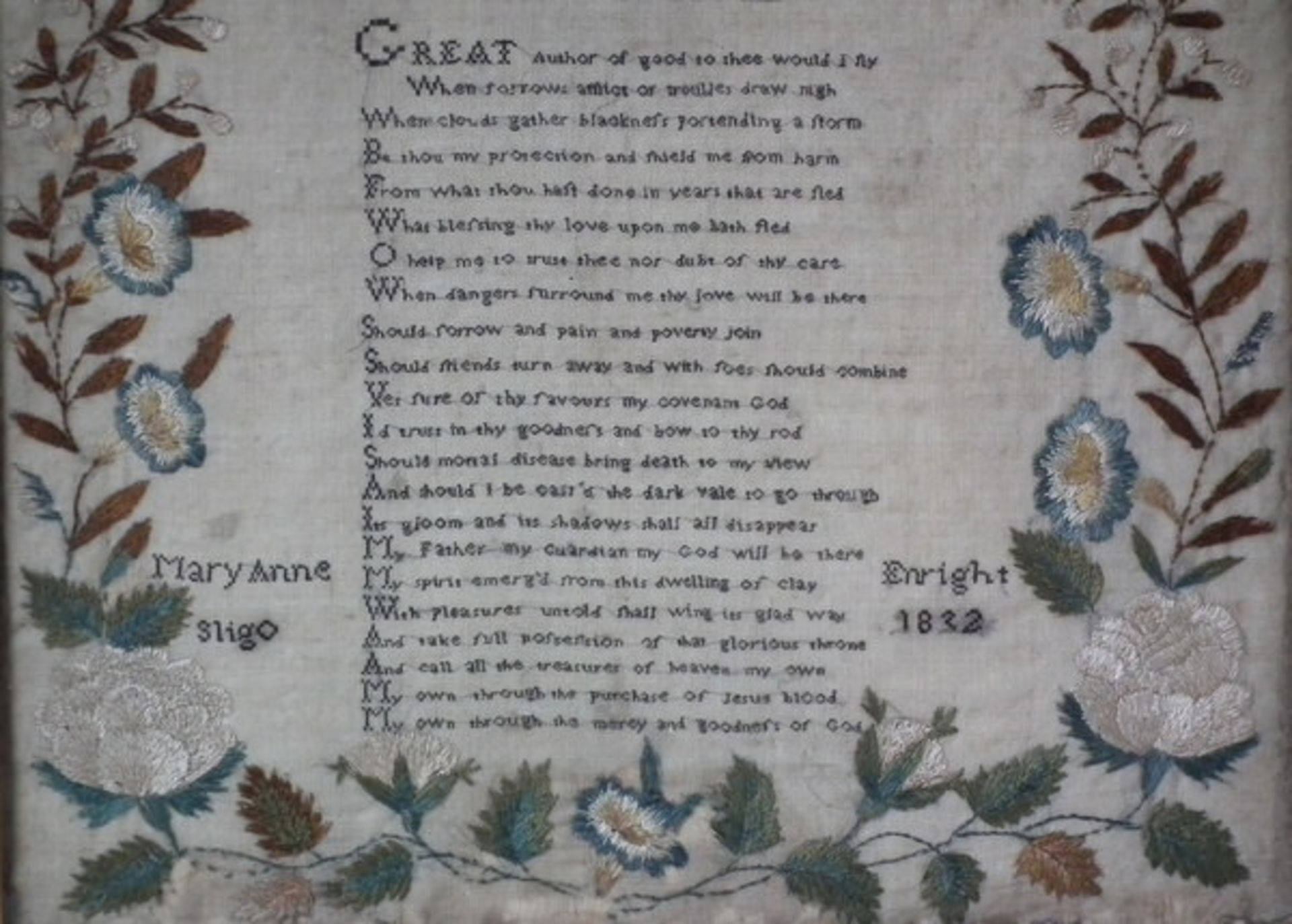 Irish Needlework Sampler dated 1832 by Mary Anne Enright FREE UK DELIVERY - Image 3 of 38