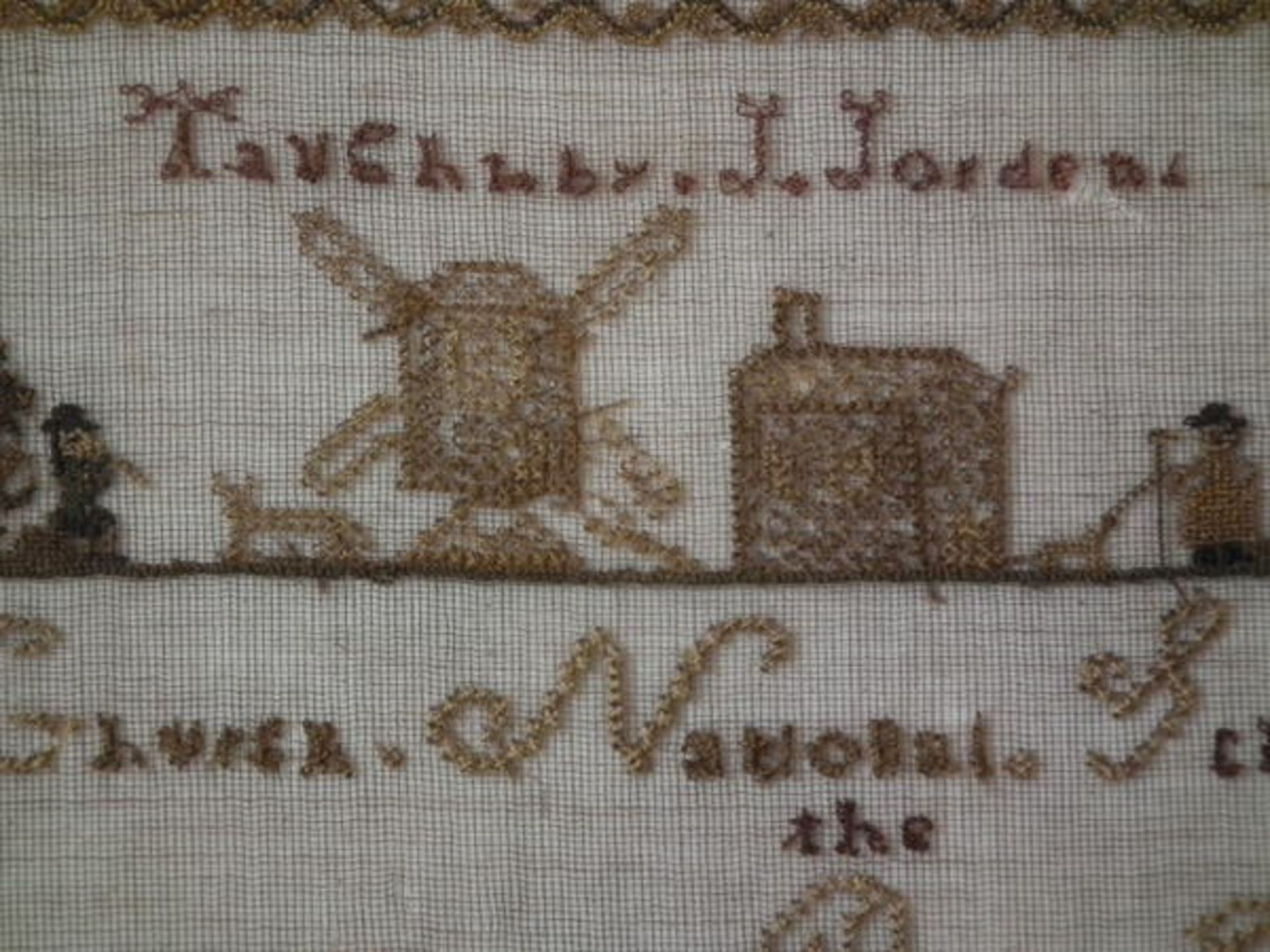 Needlework School Sampler dated 1843 by Sarah Bryan FREE UK DELIVERY - Image 10 of 38