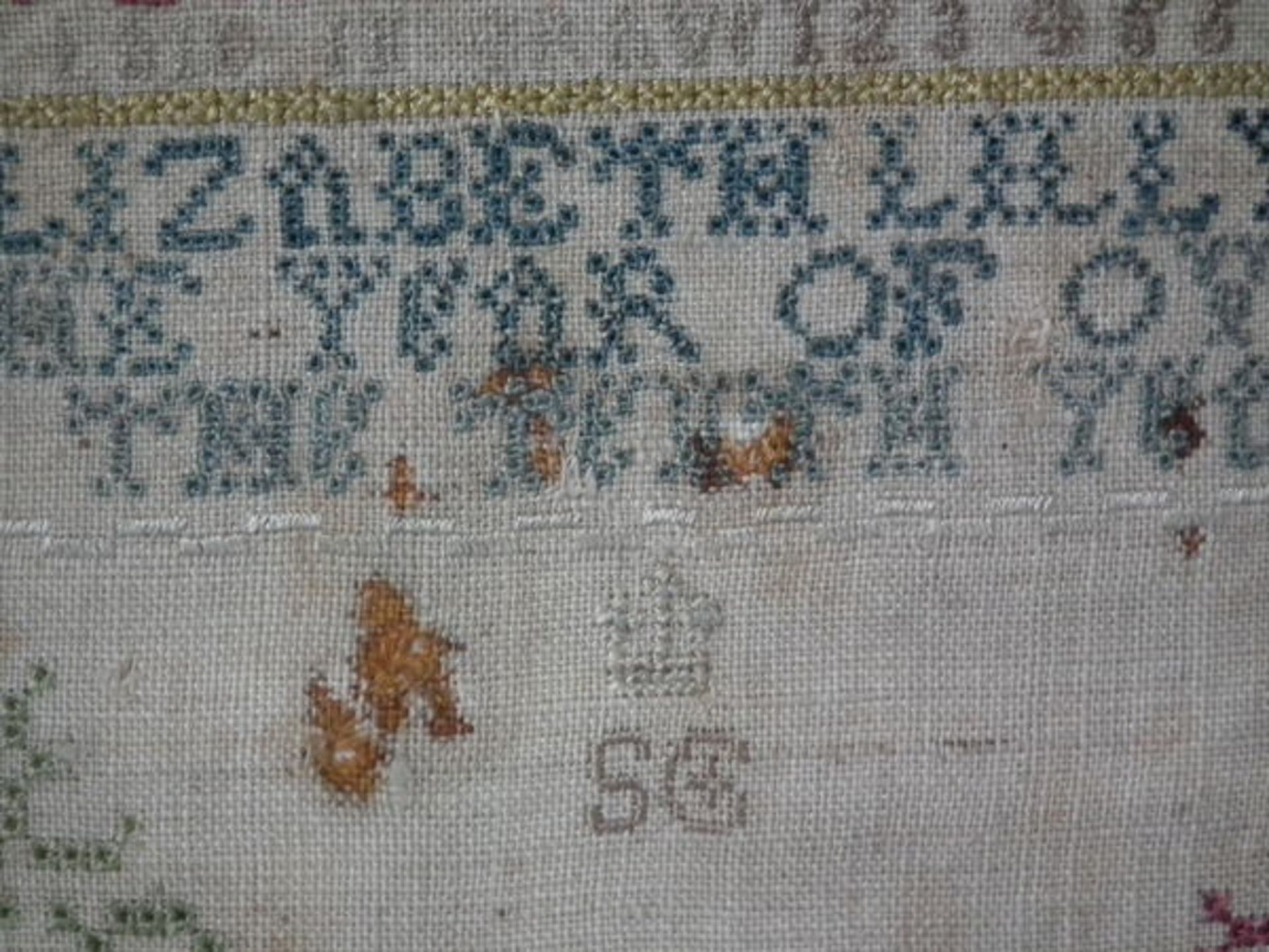 Needlework Sampler dated 1725 by Elizabeth Lilly FREE UK DELIVERY - Image 9 of 26