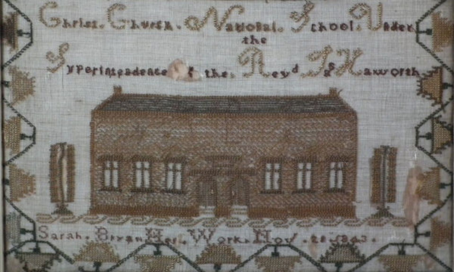 Needlework School Sampler dated 1843 by Sarah Bryan FREE UK DELIVERY - Image 4 of 38