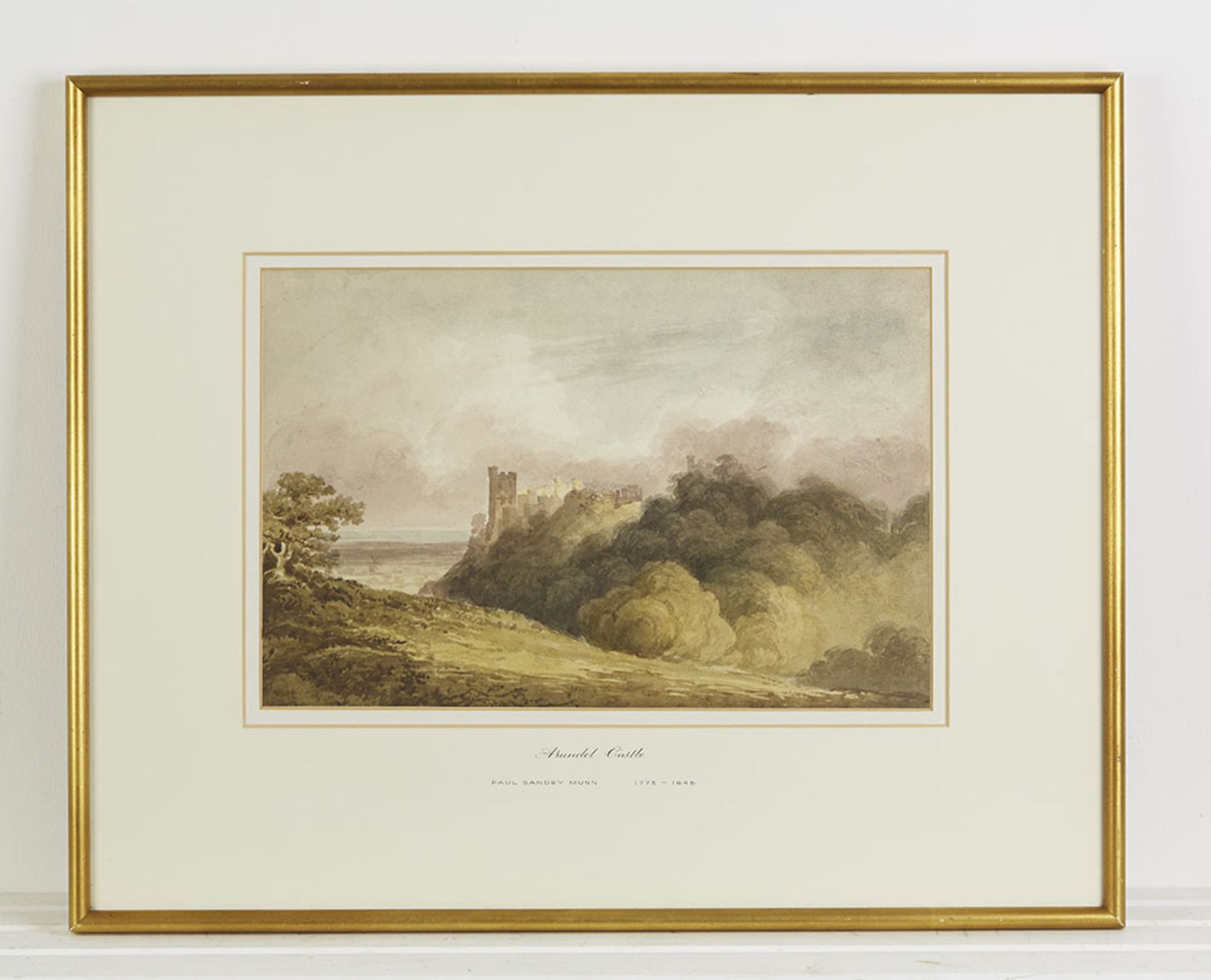 Original Watercolour Painting Arundel Castle By Paul Sandby Munn 1773-1845 - FREE UK DELIVERY