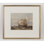 Original Charles Bentley 'ships In Rough Seas' Watercolour Early 19Th C. - FREE UK DELIVERY