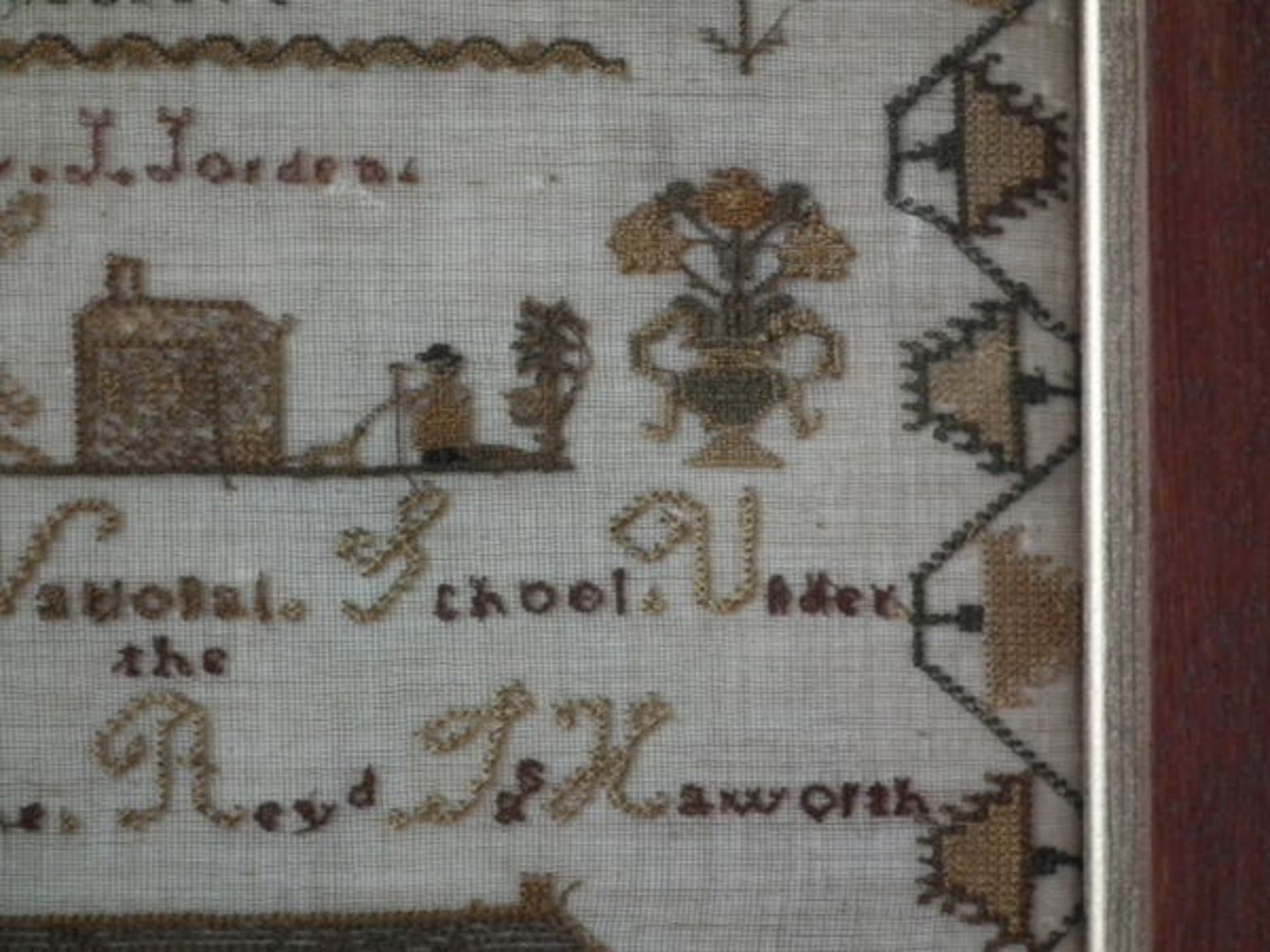 Needlework School Sampler dated 1843 by Sarah Bryan FREE UK DELIVERY - Image 12 of 38