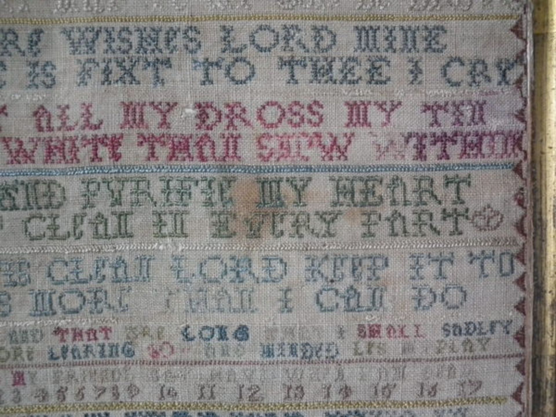 Needlework Sampler dated 1725 by Elizabeth Lilly FREE UK DELIVERY - Image 13 of 26