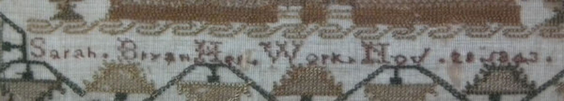 Needlework School Sampler dated 1843 by Sarah Bryan FREE UK DELIVERY - Image 8 of 38