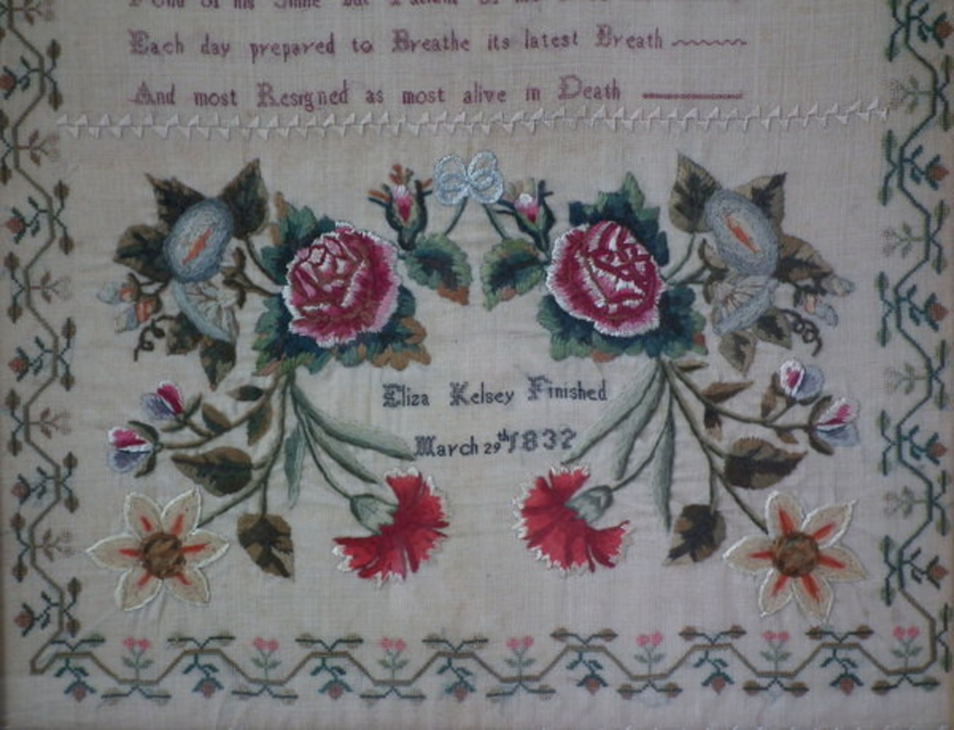 Needlework Verse Sampler dated 1832 by Eliza Kelsey FREE UK DELIVERY - Image 3 of 24