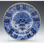 Antique Dutch Delft Peacock Pottery Plate Signed C.1750 - FREE UK DELIVERY