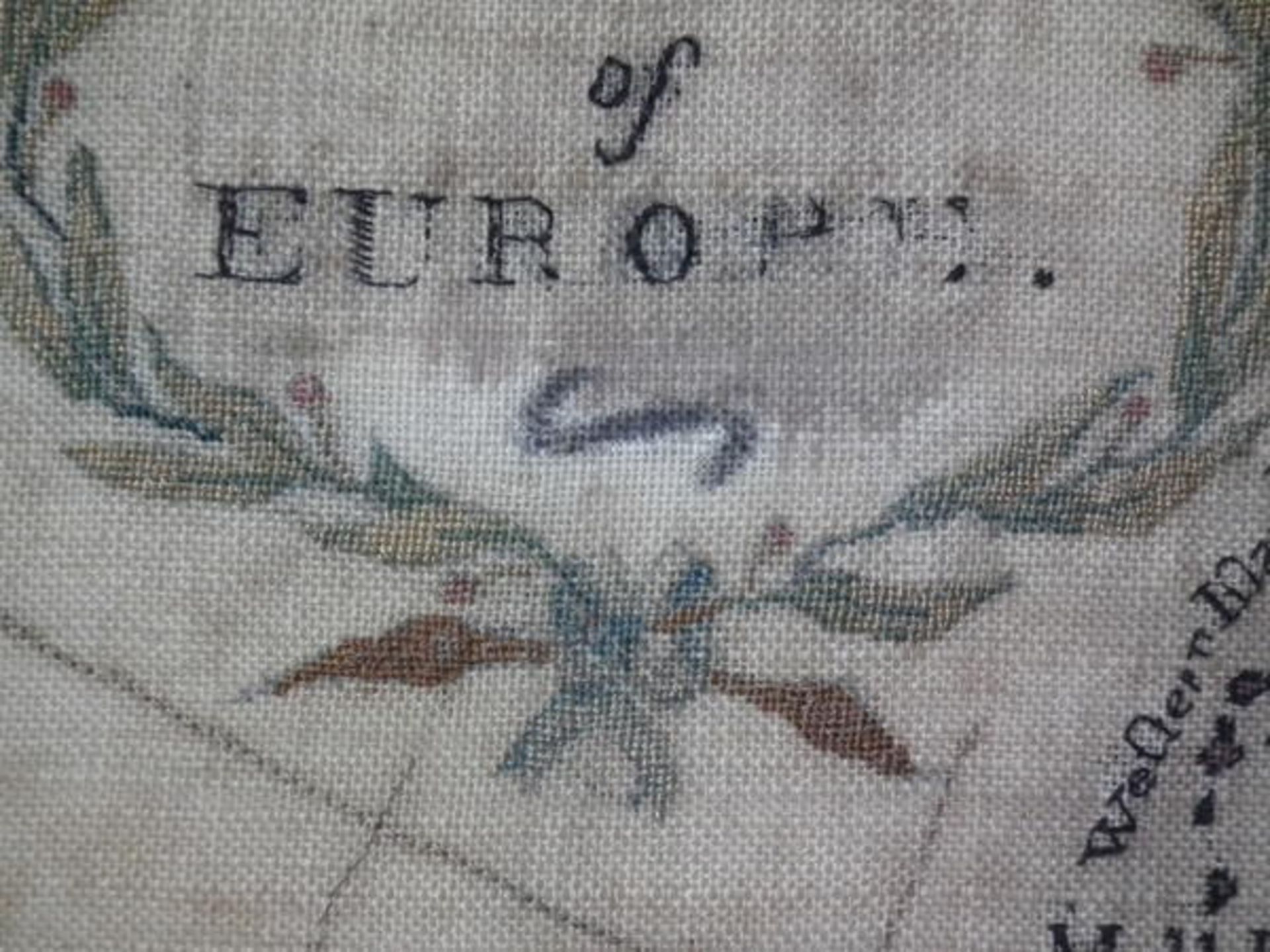 Needlework European Map Sampler, circa 1800, by Charlotte Walker FREE UK DELIVERY - Image 27 of 33