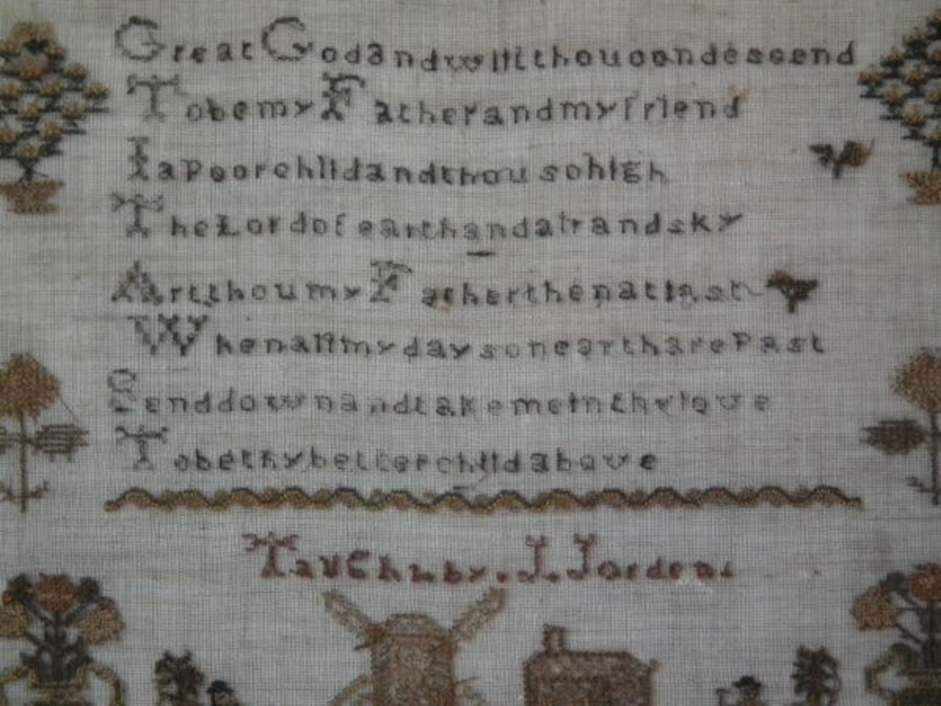 Needlework School Sampler dated 1843 by Sarah Bryan FREE UK DELIVERY - Image 6 of 38