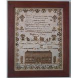 Needlework School Sampler dated 1843 by Sarah Bryan FREE UK DELIVERY