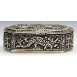 Antique Chinese Silver Dragon Moulded Snuff Box C.1890 - FREE UK DELIVERY