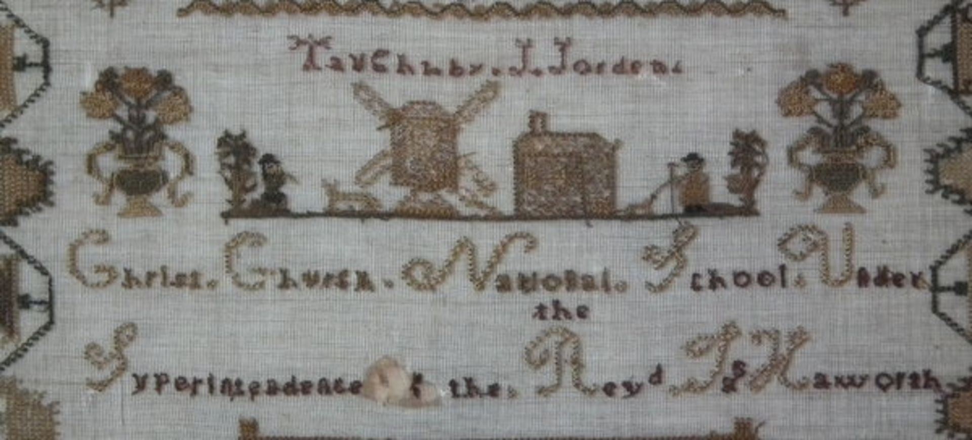 Needlework School Sampler dated 1843 by Sarah Bryan FREE UK DELIVERY - Image 7 of 38