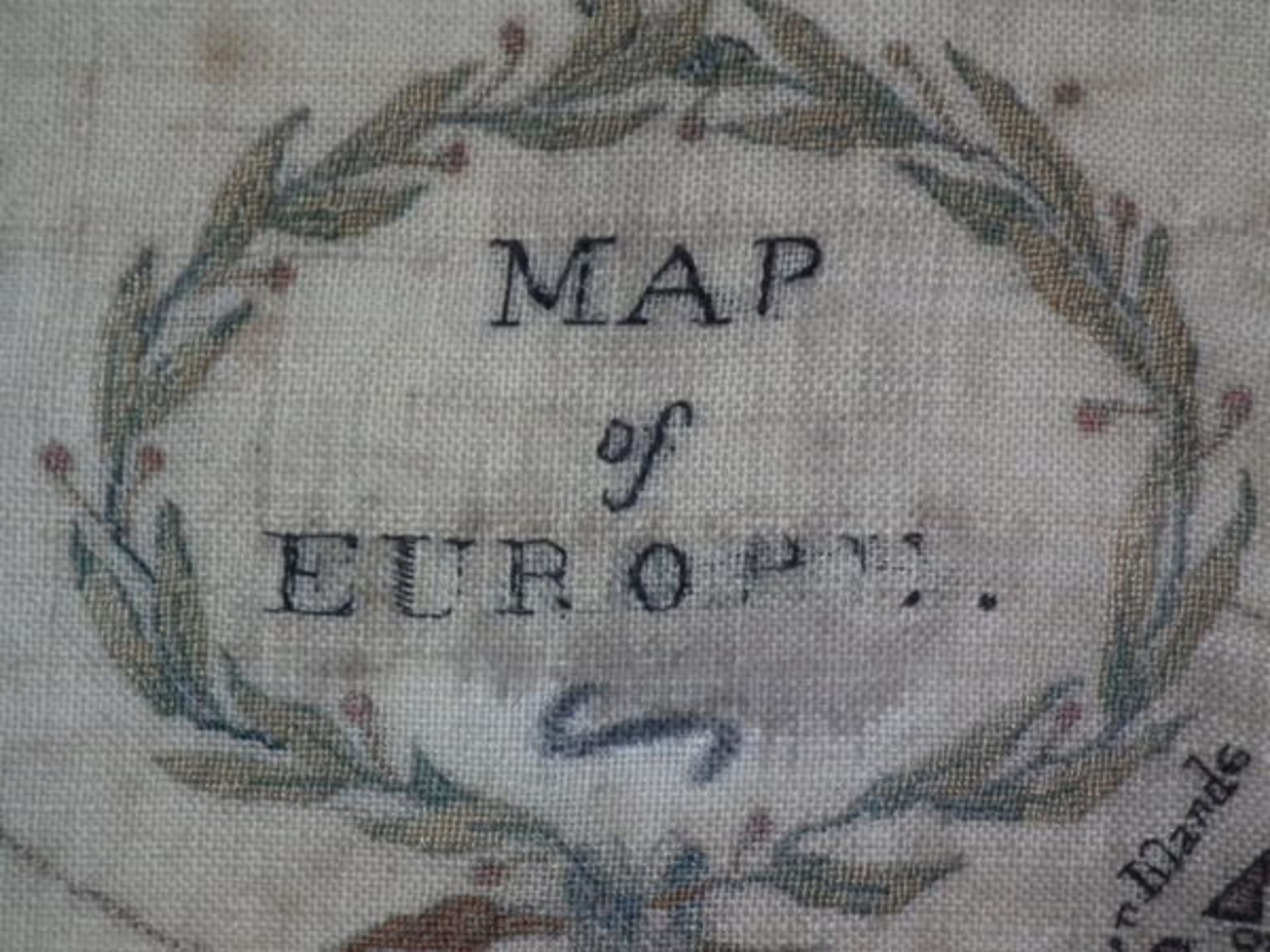 Needlework European Map Sampler, circa 1800, by Charlotte Walker FREE UK DELIVERY - Image 5 of 33