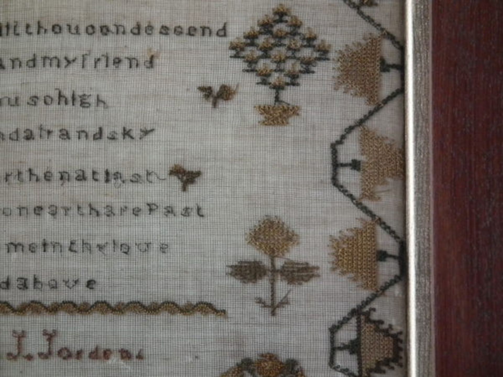 Needlework School Sampler dated 1843 by Sarah Bryan FREE UK DELIVERY - Image 13 of 38