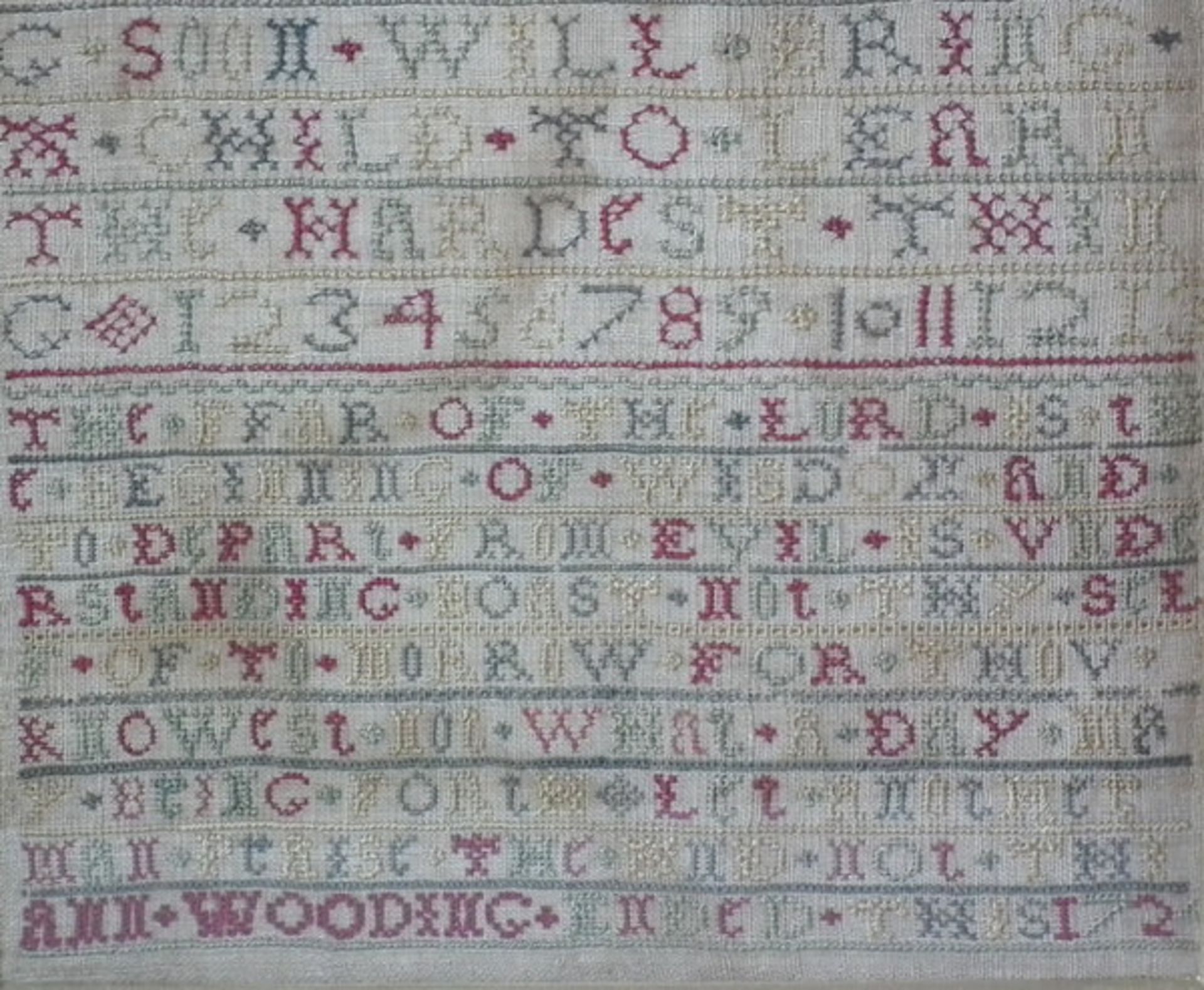 Needlework Band Sampler dated 1724 by Ann Wooding - FREE UK DELIVERY - Image 3 of 20