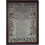 Irish Needlework Sampler dated 1832 by Mary Anne Enright FREE UK DELIVERY