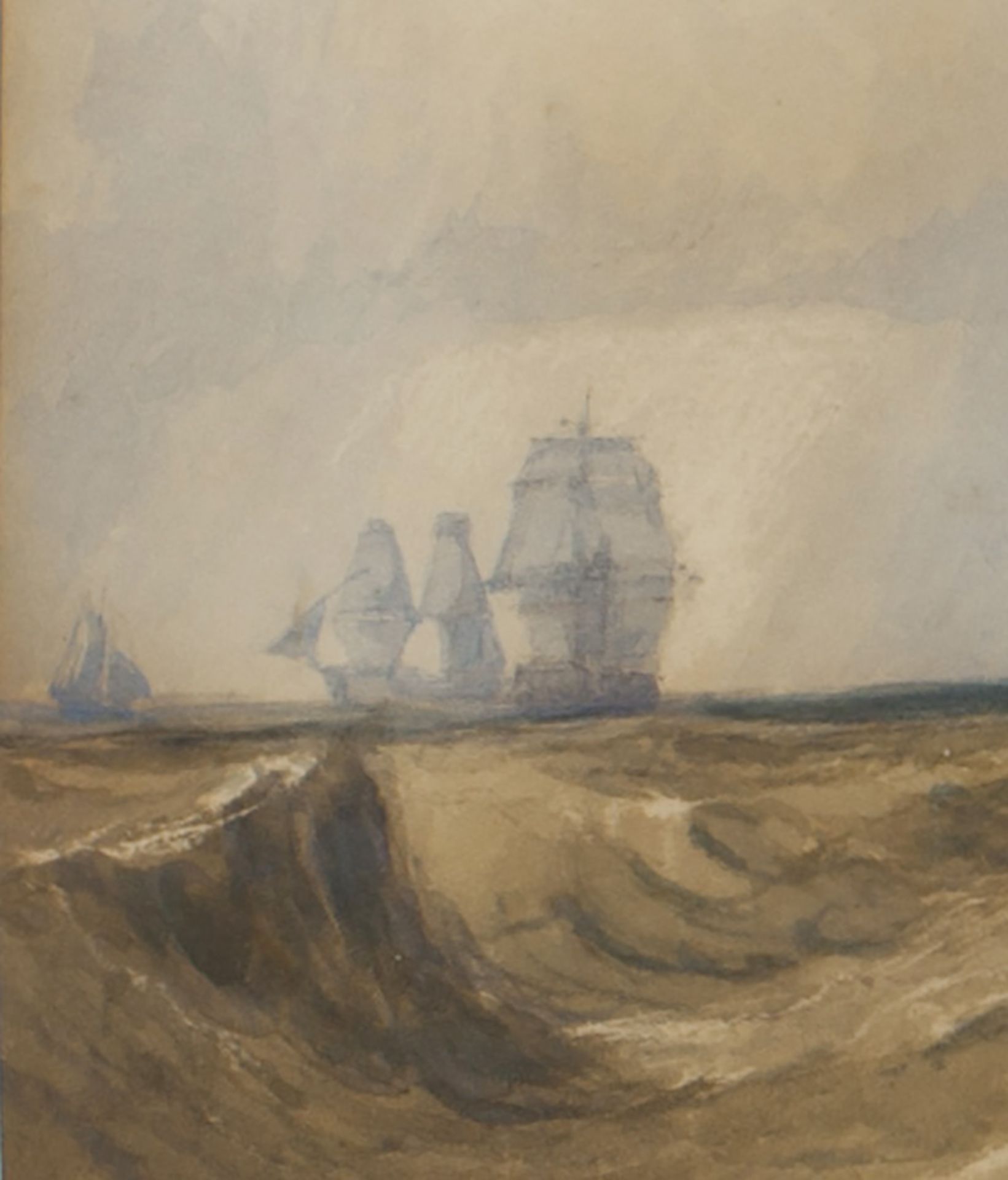 Original Charles Bentley 'ships In Rough Seas' Watercolour Early 19Th C. - FREE UK DELIVERY - Image 6 of 8