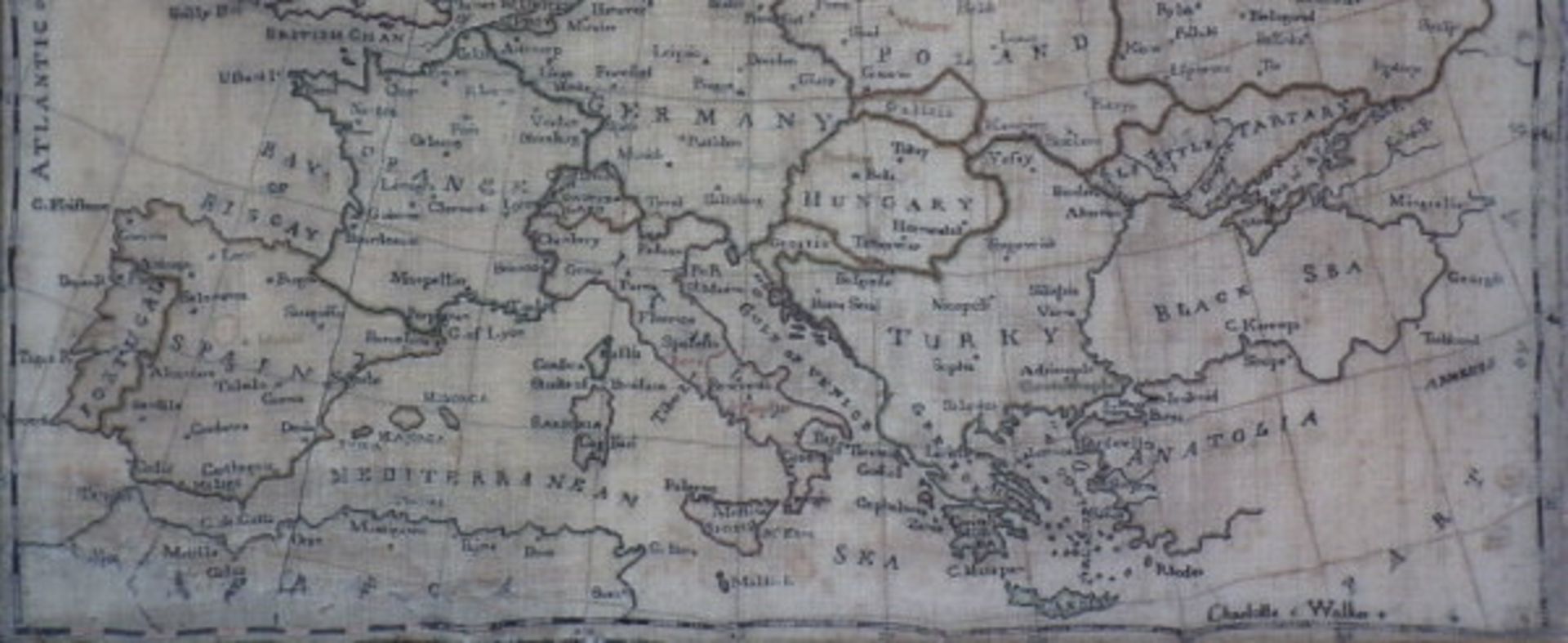 Needlework European Map Sampler, circa 1800, by Charlotte Walker FREE UK DELIVERY - Image 3 of 33