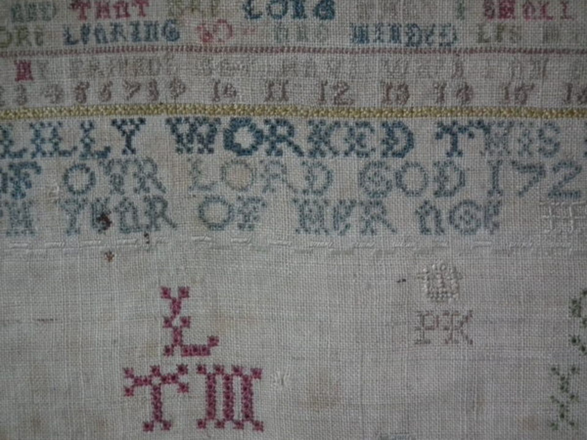 Needlework Sampler dated 1725 by Elizabeth Lilly FREE UK DELIVERY - Image 10 of 26