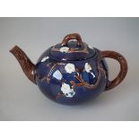 Joseph Holdcroft Majolica floral cobalt teapot FREE UK DELIVERY