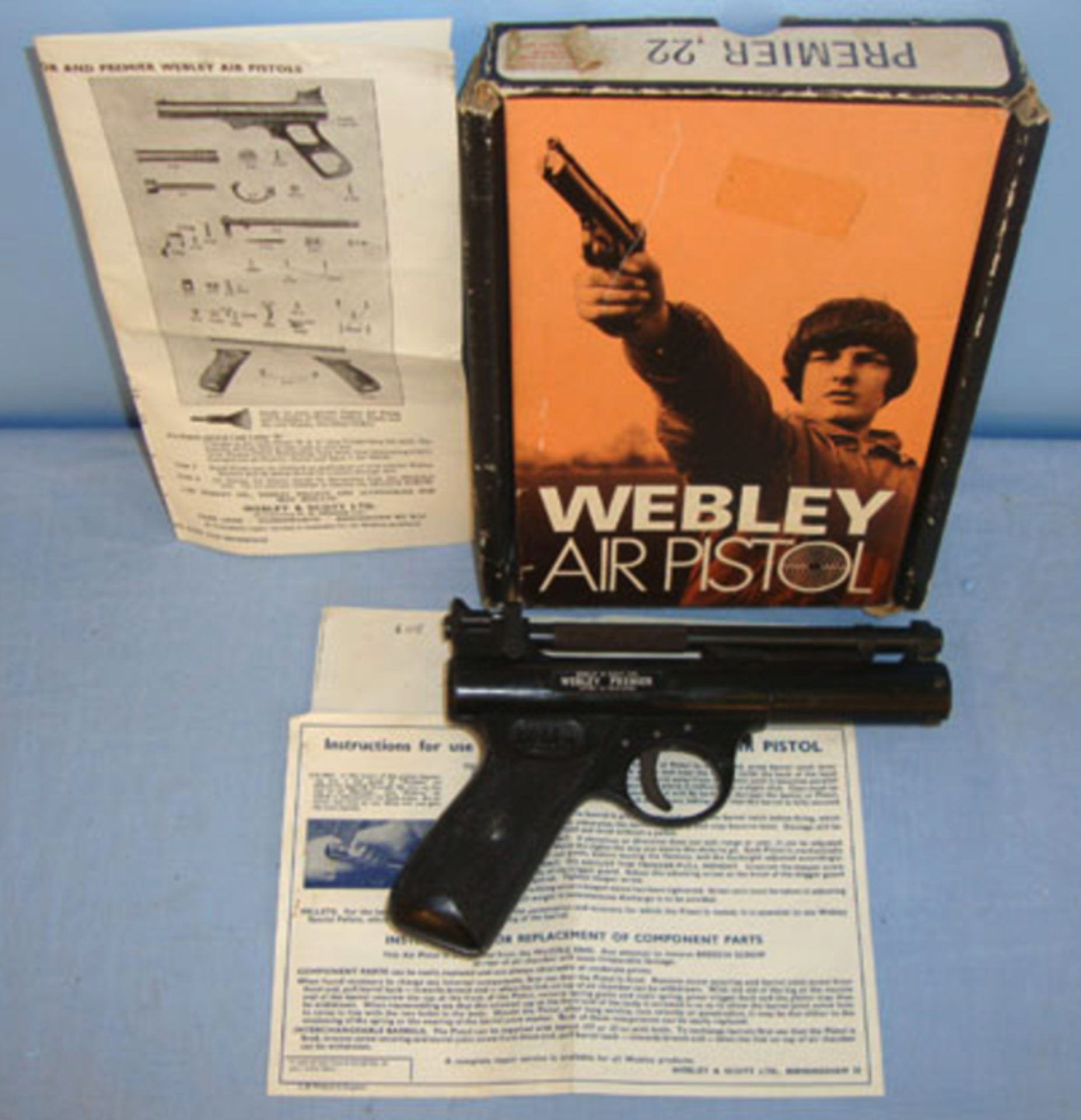 Boxed, 1974 Webley Premier 'E' Series .22 Calibre Air Pistol
