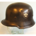 ORIGINAL, Nazi German Police Double Decal Combat Helmet With Liner