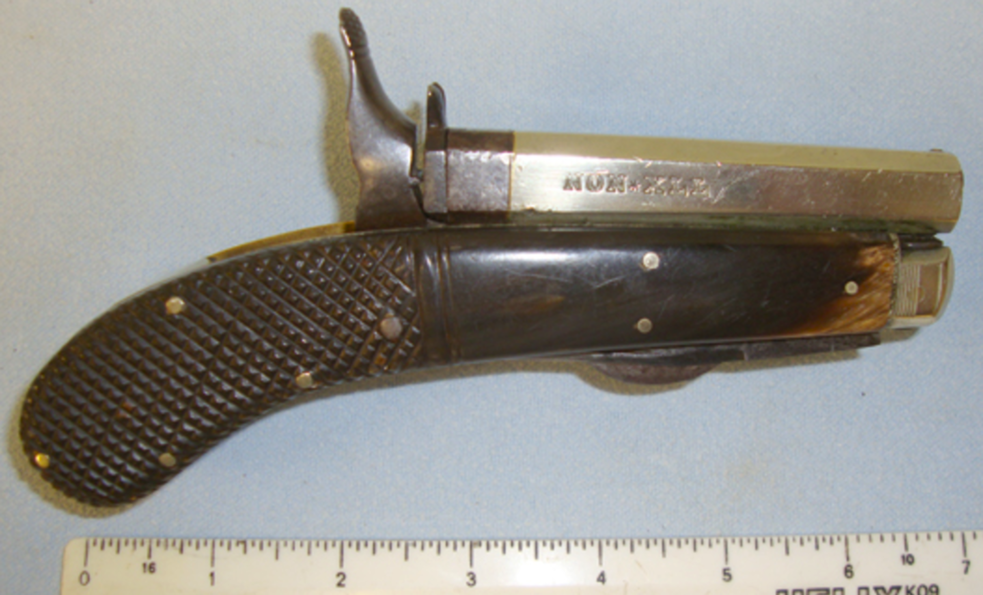 Quality, English, C1850's Unwin & Rodgers Patent 'NON* XLL' .25 Rim Fire Calibre knife Pistol