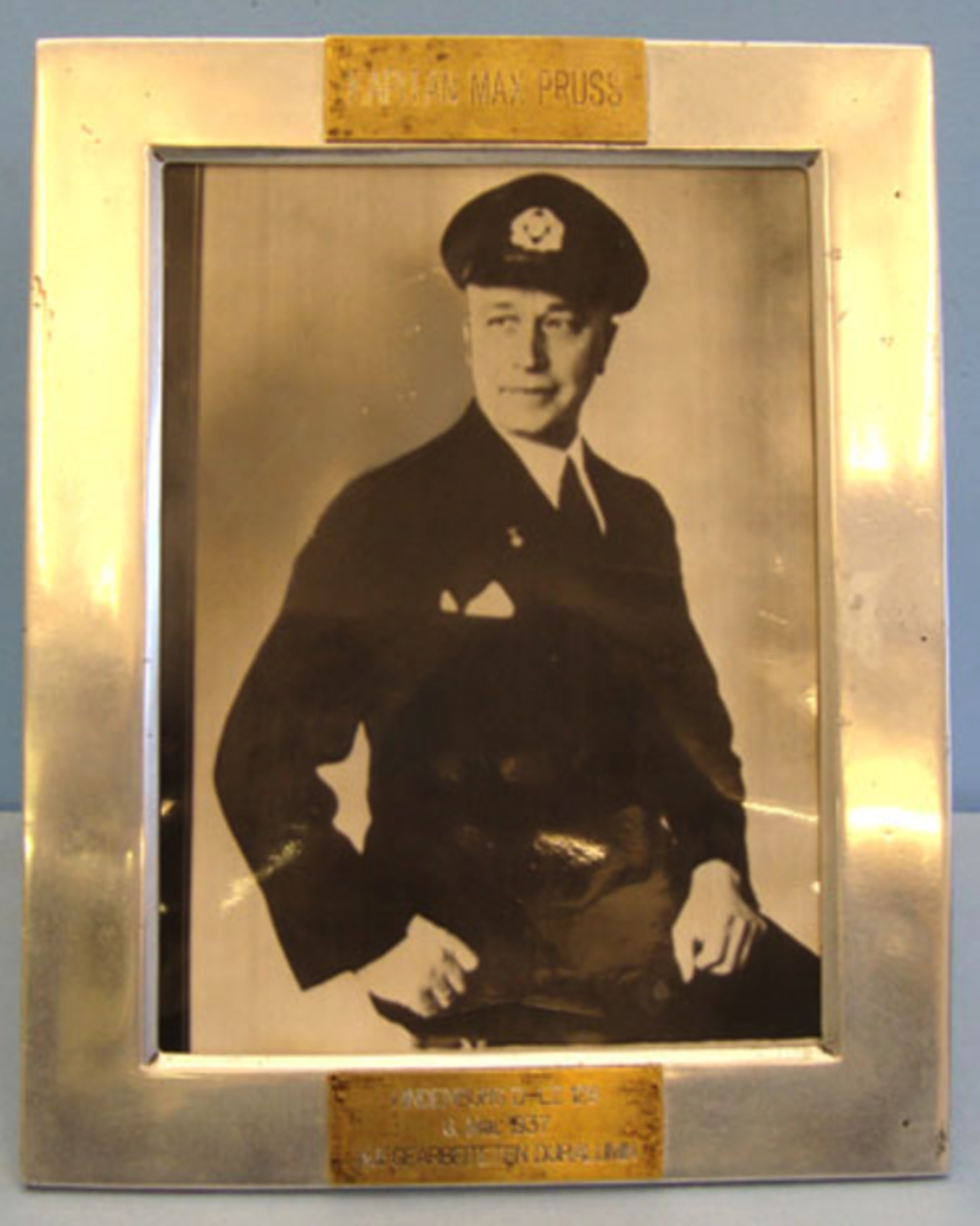 Cast Duralumin Photograph Frame and Photograph Of Kapitan Max Pruss