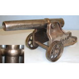 C1905 Edwardian Winchester 10G Breech Loading Steel Signalling Cannon With Wheeled Carriage