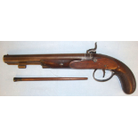 1840 – 1842 English .60” Bore Percussion Pistol (Converted From Flintlock) By John Crosby Brown