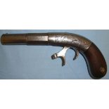 American Civil War Era Cast Steel .34" Calibre Under Hammer Percussion Pistol With Cannon Barrel