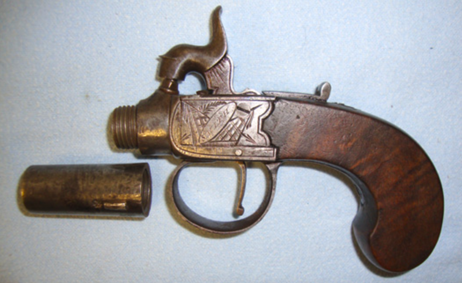 Mid 1800's English, .47" Bore, Percussion Pocket Pistol With Screw Off Barrel By Smith Of Newcastle - Image 2 of 3