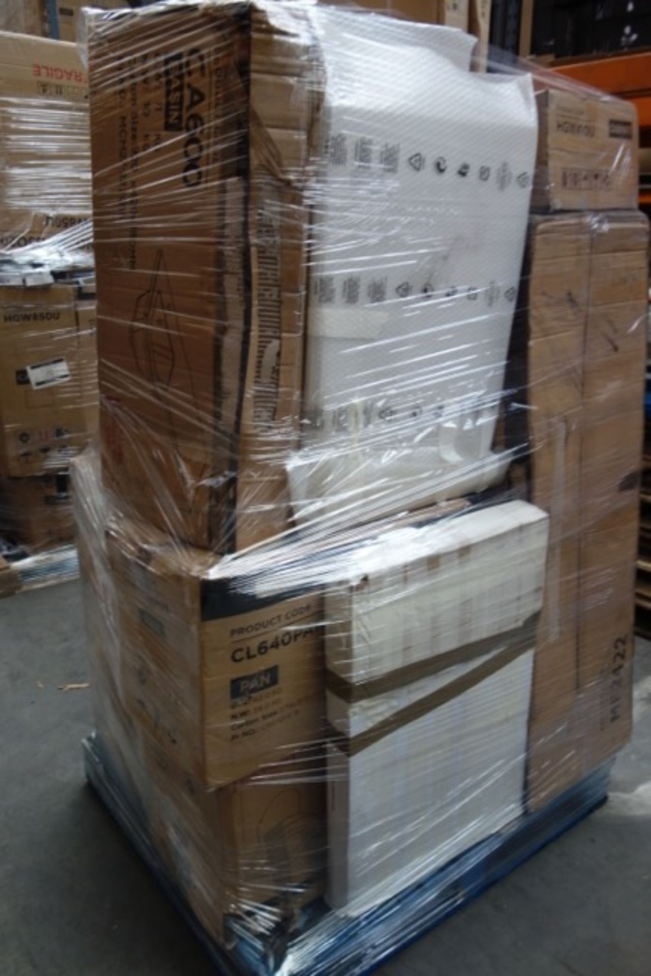 (NR2) PALLET TO CONTAIN 16 x ITEMS OF VARIOUS BATHROOM STOCK TO INCLUDE: WALL HUNG VANITY UNIT,