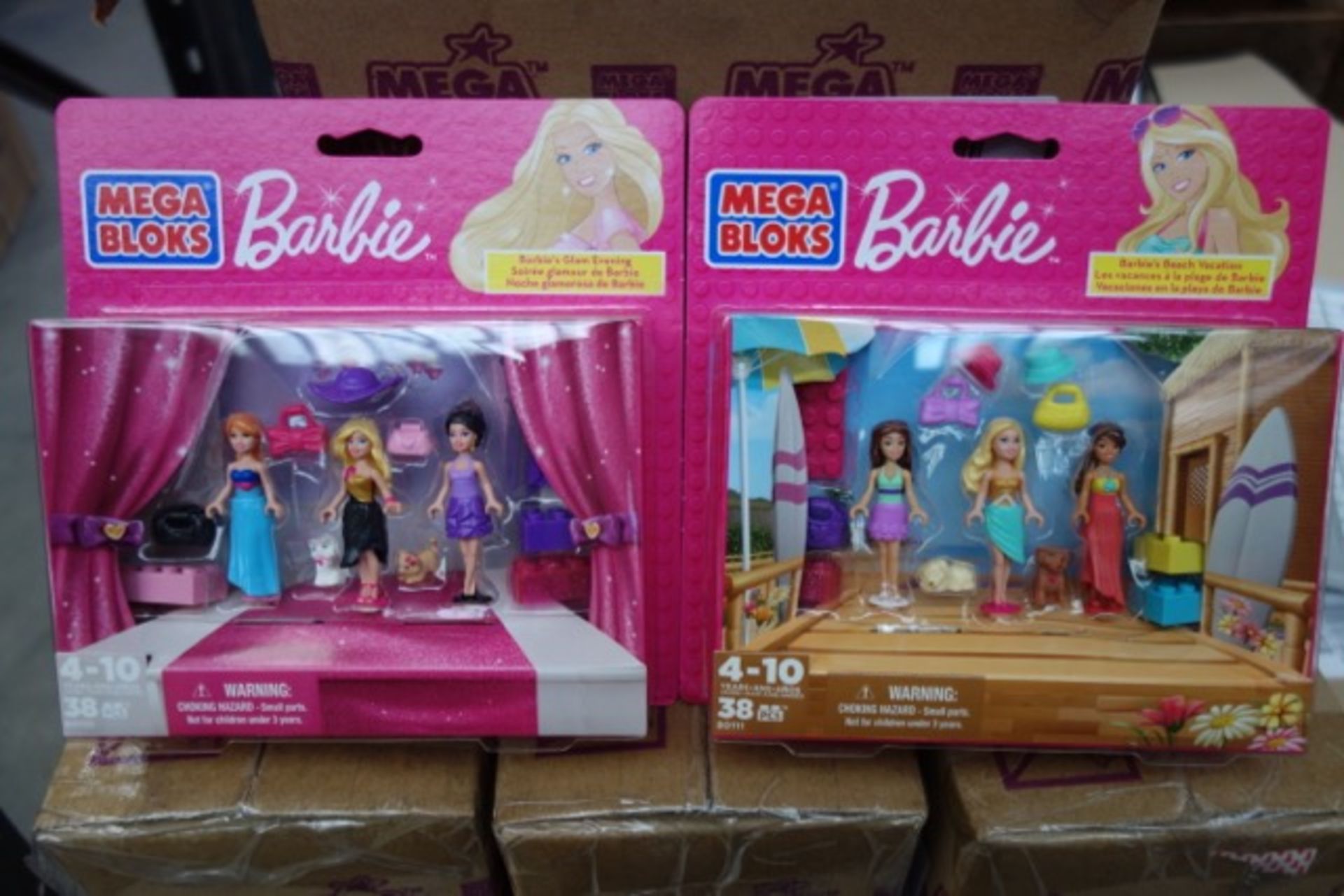 24 x Mega Bloks Barbie Figurine Packs. Includes 6 x Barbies Glam Evening & 6 x Barbies Beach