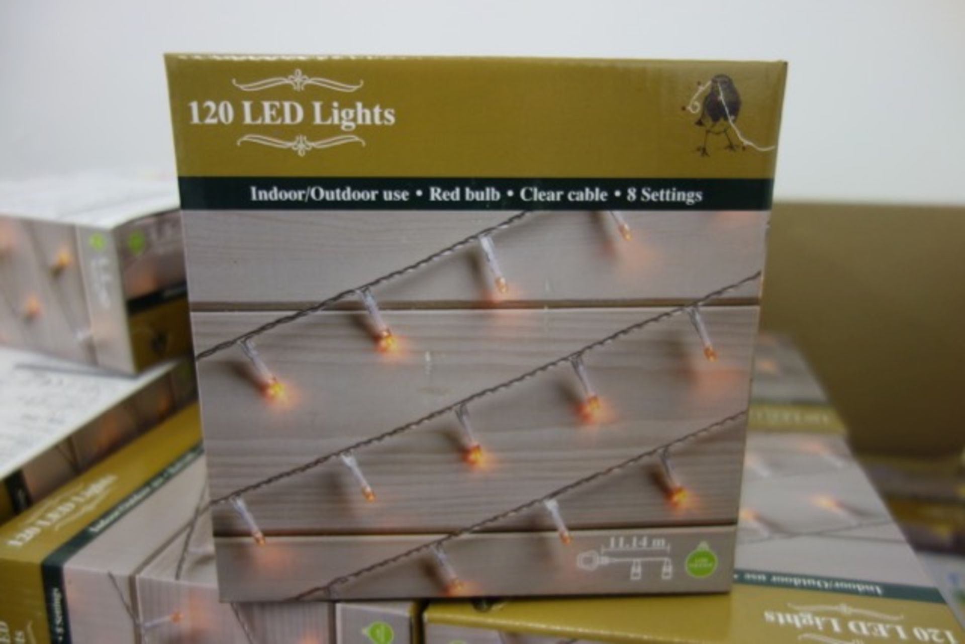 12 x 120 LED Lights - Indoor/Outdoor Use. Clear Cable. 8 Settings. Brand new stock from a major UK