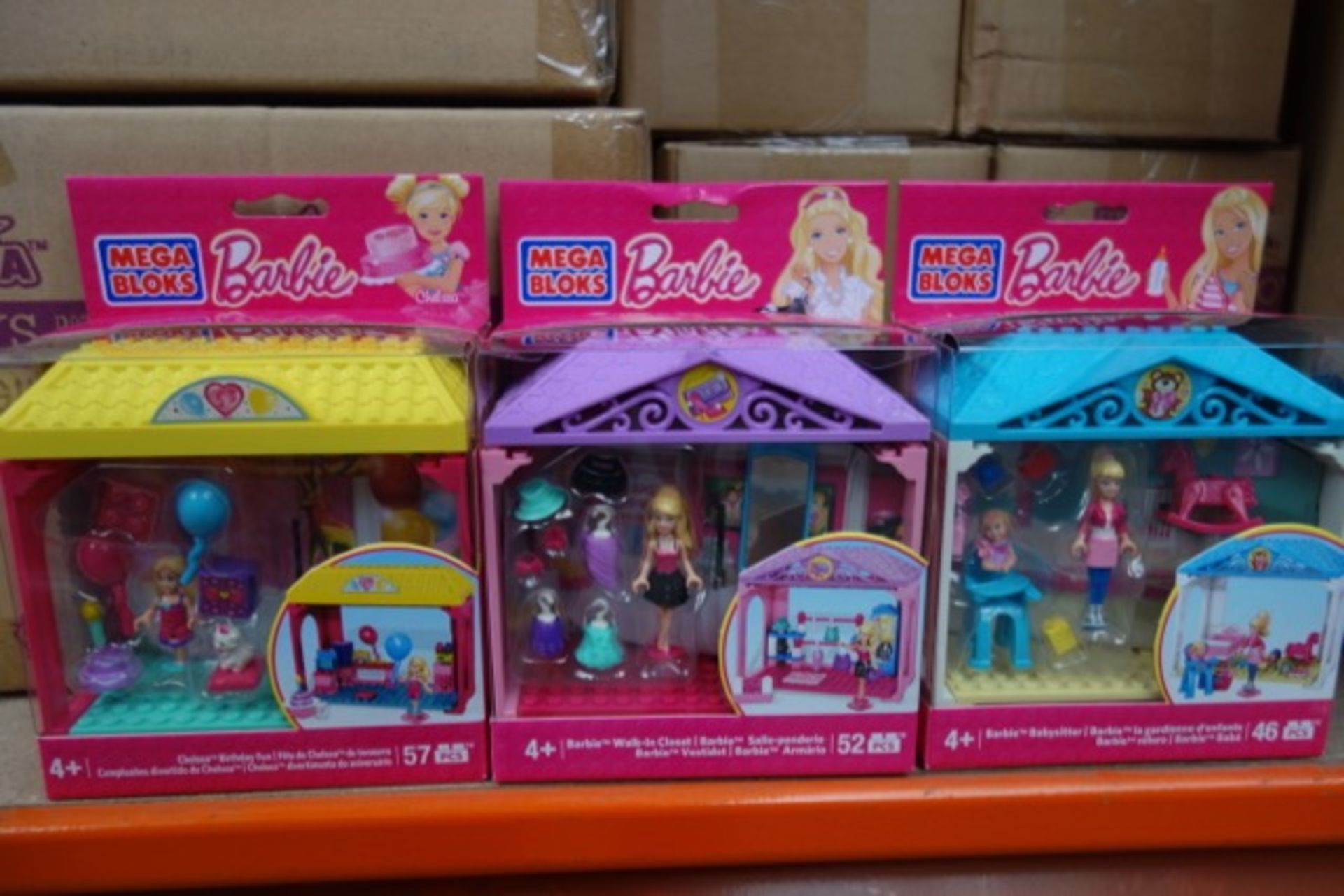 18 x Mega Bloks Barbie Rooms To Build Set's. Includes 4 x Barbie Babysitter 46 piece play set's, 4 x