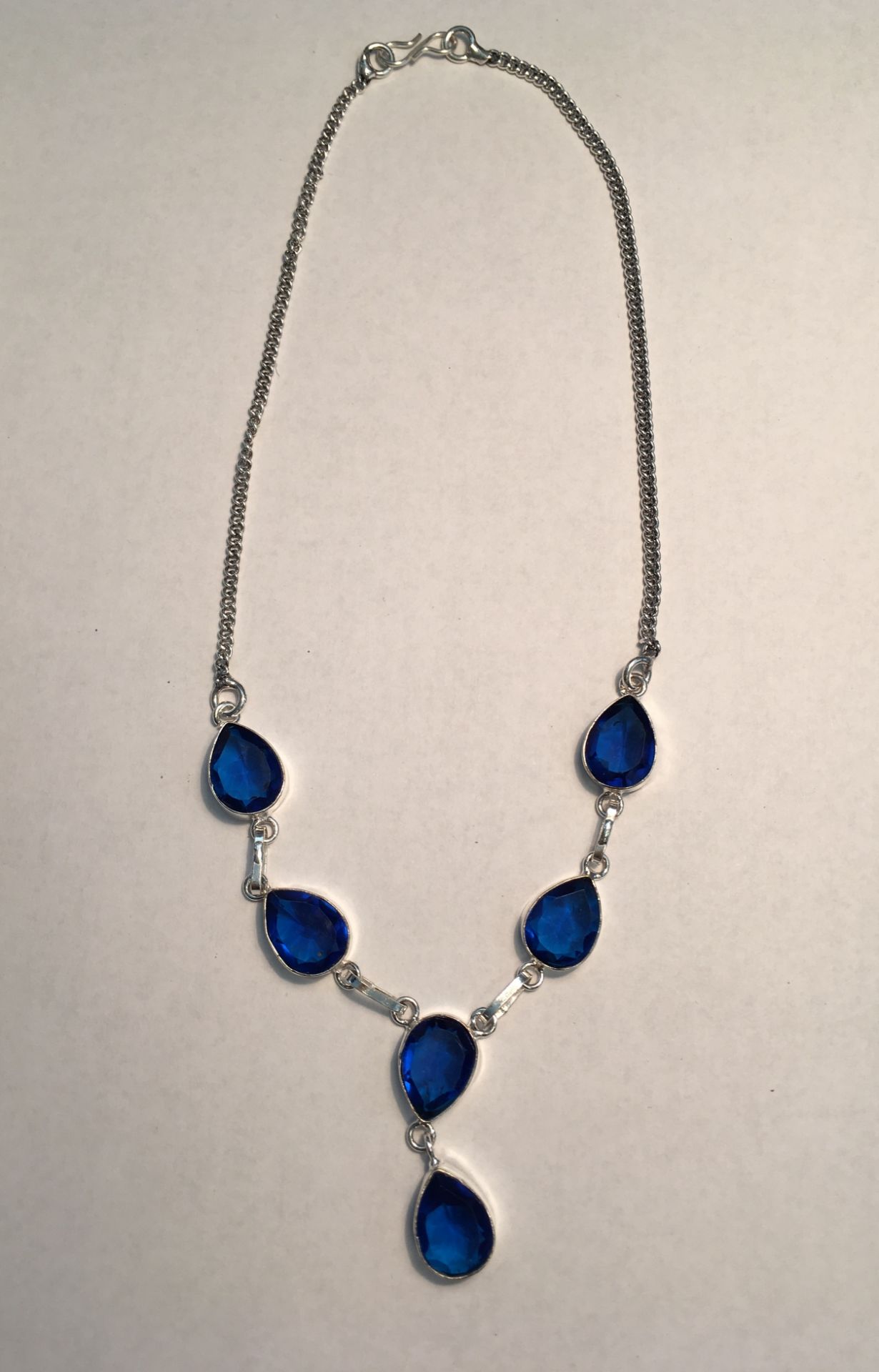 Sapphire Gems .925 Silver Jewellery Necklace 18 Inches