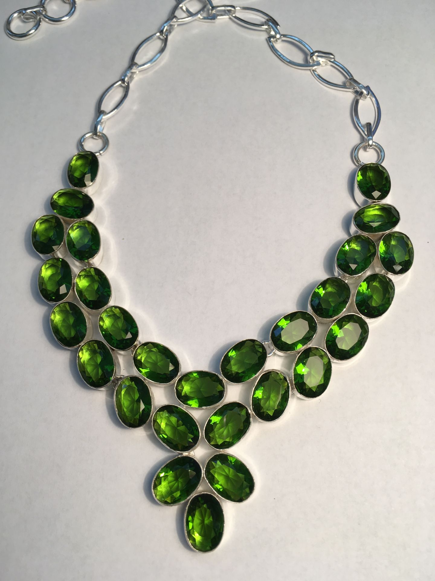 Peridot Gems .925 Silver Jewellery Necklace 18 Inches