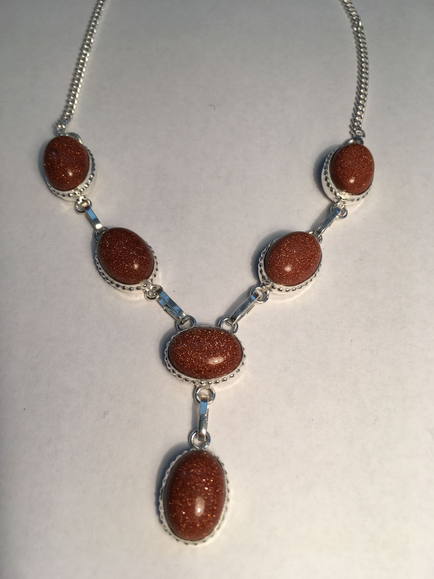 Goldstone Gems .925 Silver Jewellery Necklace 17 Inches