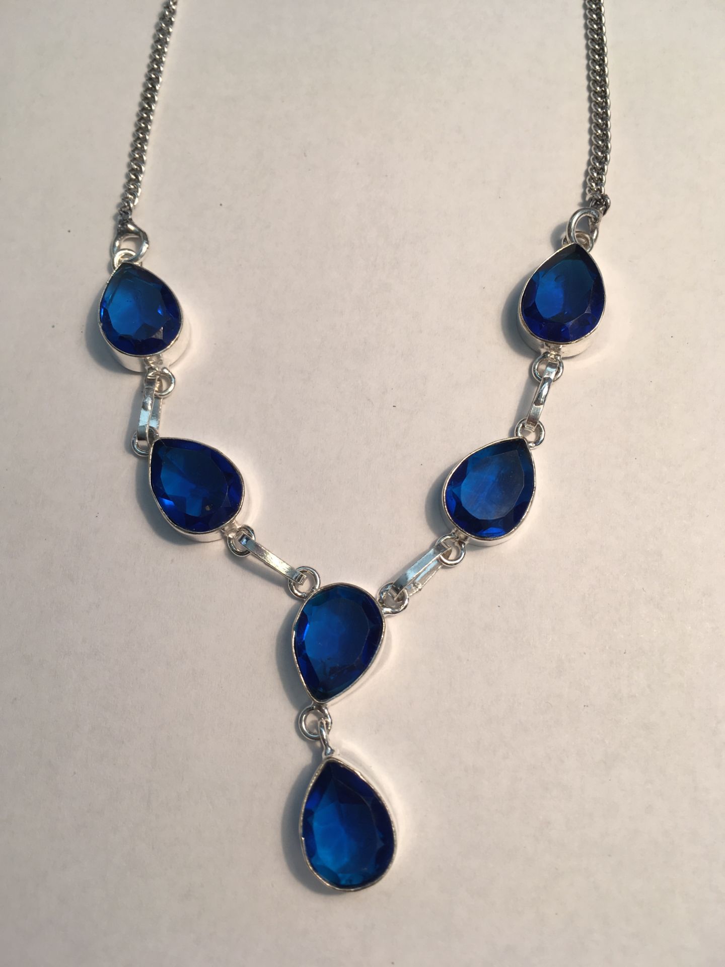 Sapphire Gems .925 Silver Jewellery Necklace 18 Inches - Image 2 of 2