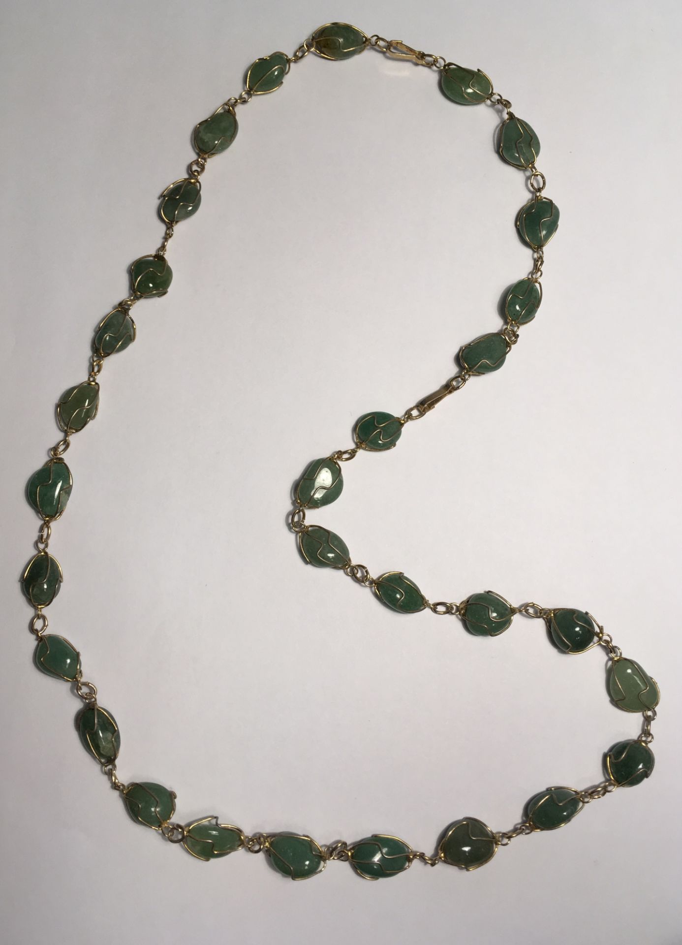 Yellow Gold and Jade 26inch Necklace
