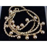 Stunning 18ct Yellow Gold Lady's Box Link Italian Necklace With Droplets 12.5grms