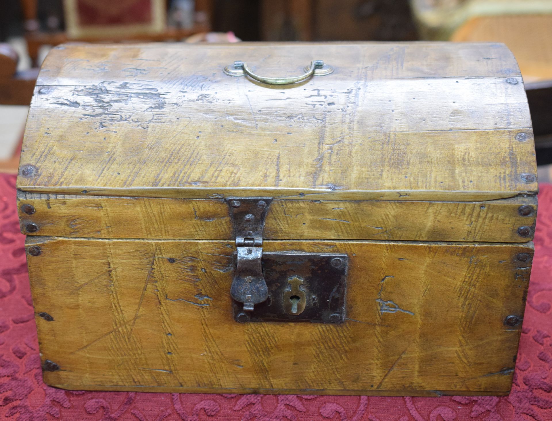 Antique Dome Topped Waxed Pine Chest